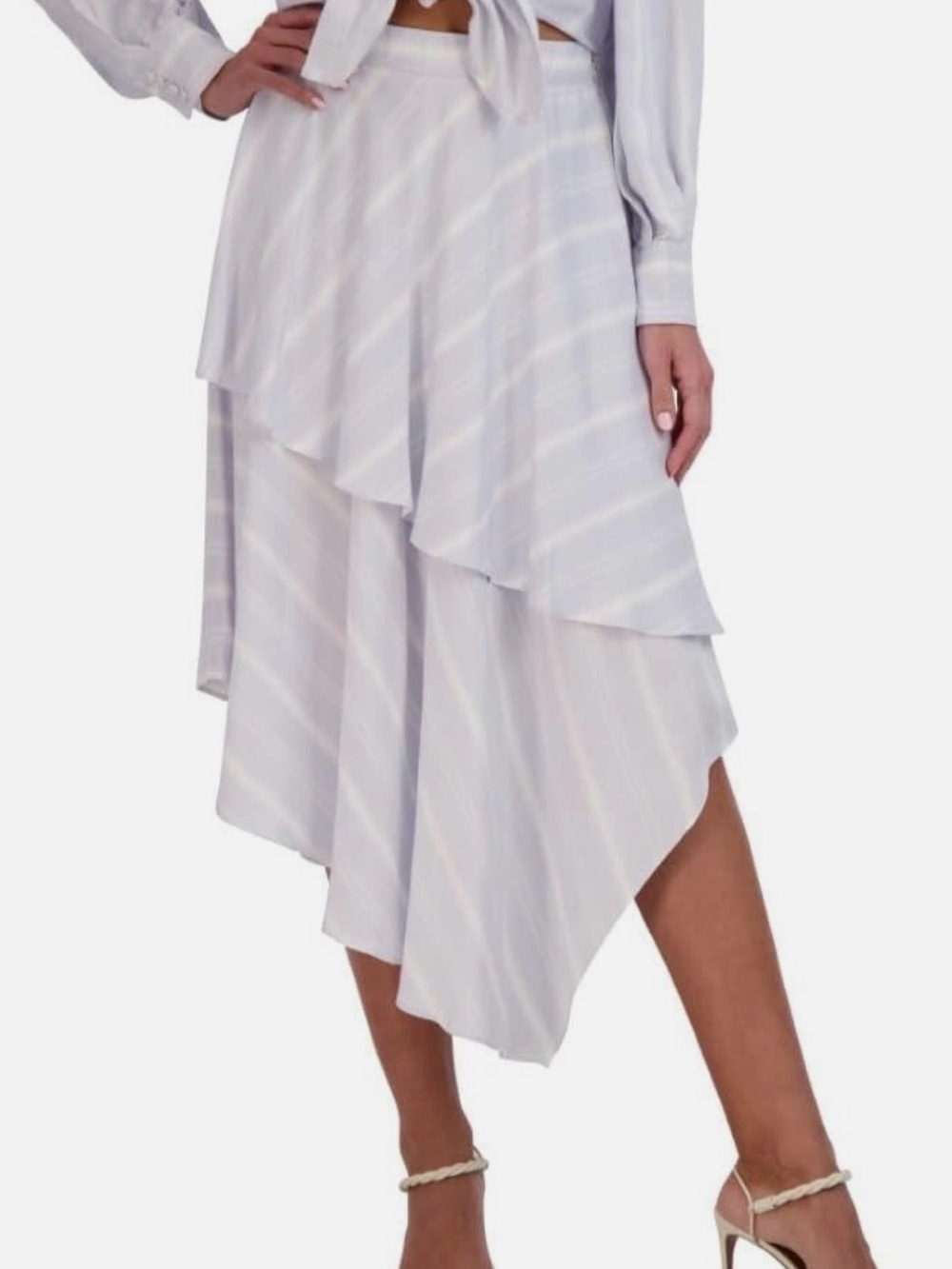 BCBGMaxAzria Light blue Asymmetrical Tiered Skirt